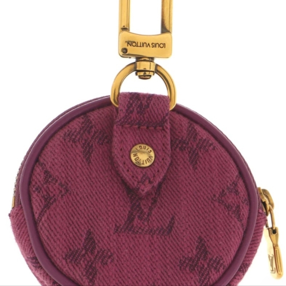 LOUIS VUITTON Coin Case MONOGRAM Denim Round Pouch Purple Rare. Dust bag & box - Picture 3 of 10